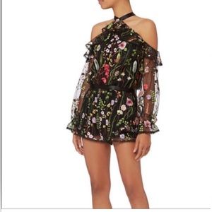 Alexis Black Floral Embroidered Romper